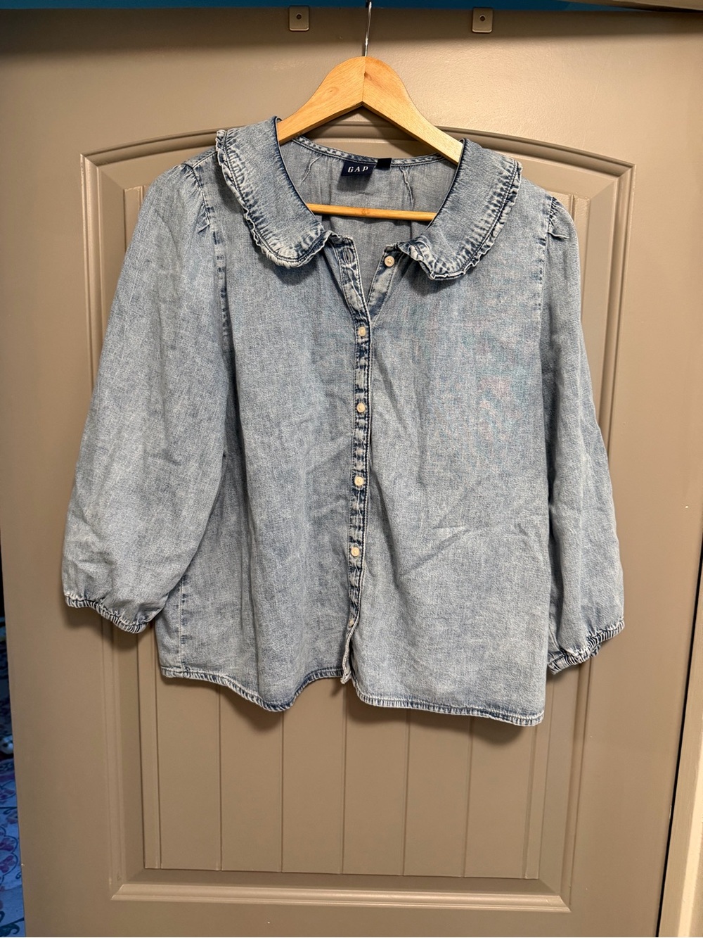 GAP Light Blue Denim Peter Pan Collar Shirt